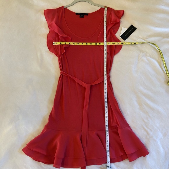 French Connection Coral Pink Flutter Hem dress - Picture 6 of 8